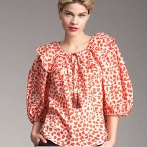 Diane Von Furstenberg Red Patterned Blouse